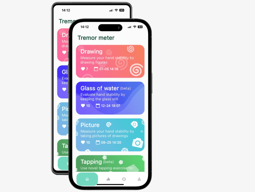 Image of two mobile phones with the Steady Hands app on the screen.