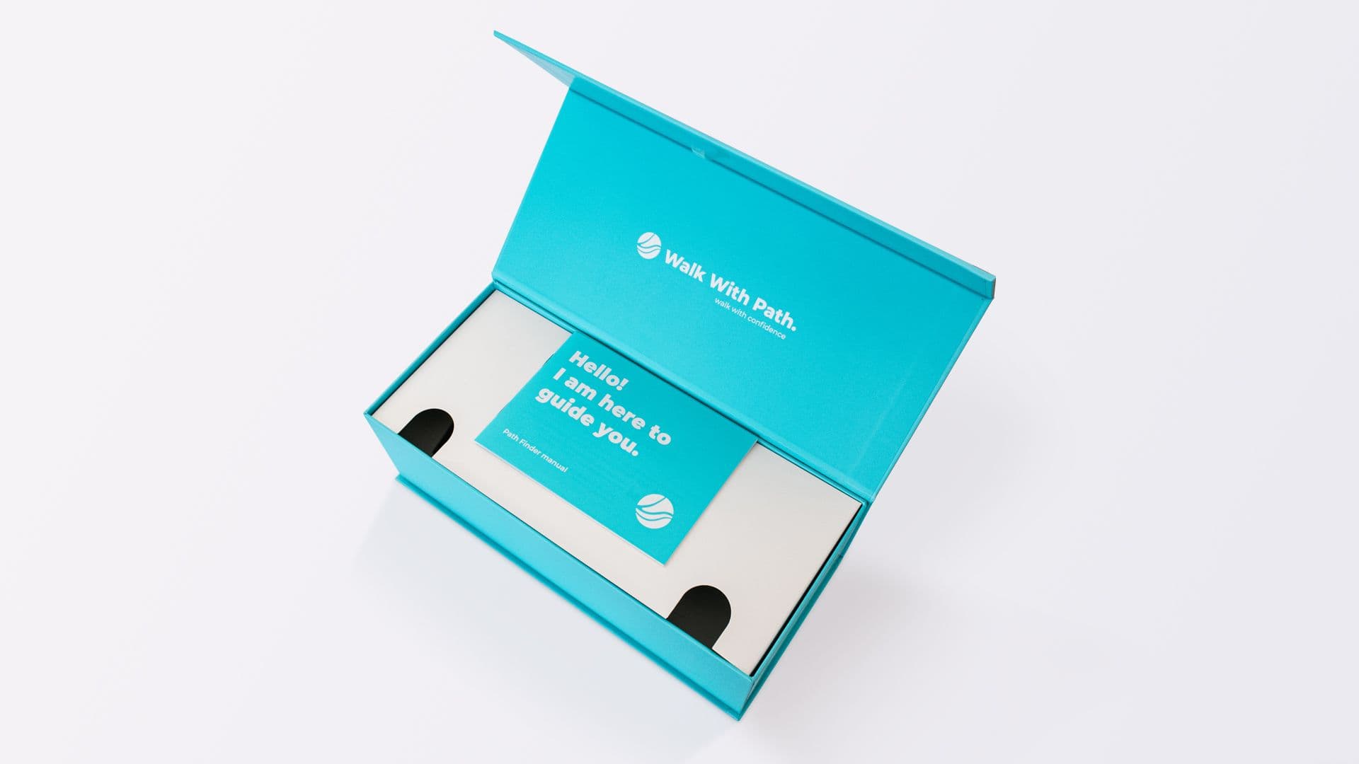 A photo of the blue Path Finder shoe box.