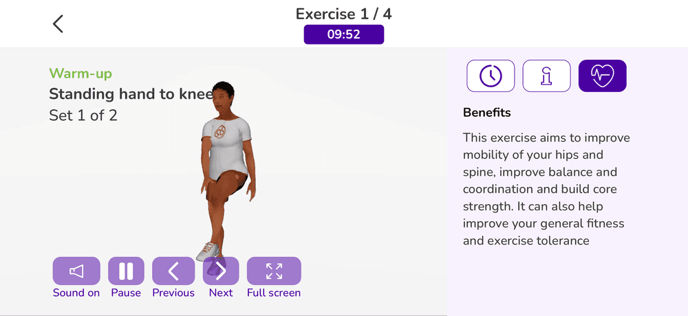 A screenshot showing a We Are Undefeatable exercise. The benefits section explains how that exercise helps you.