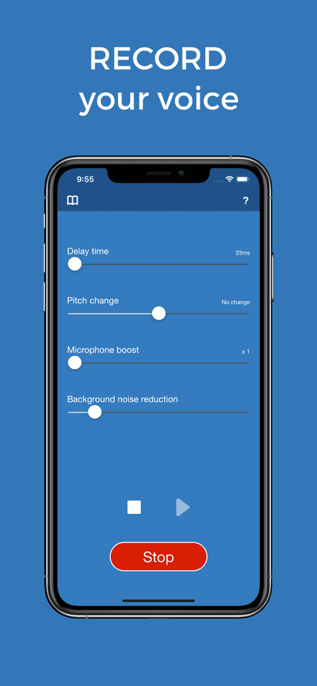 Screenshot of DAF Pro app. The words above the image say 'record your voice'.