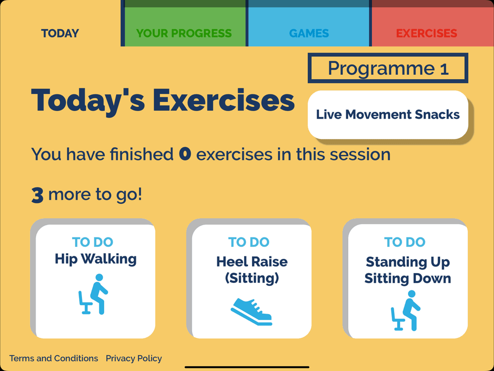 A screenshot of the KOKU Today Tab showing how many of today's 3 exercises the user has completed.