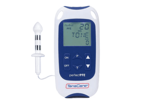 A photo of the blue and white Perfect PFE for Men with anal probe.