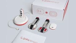 A photo of the entire gaitQ Tempo kit laid out in front of its packaging on a white background.