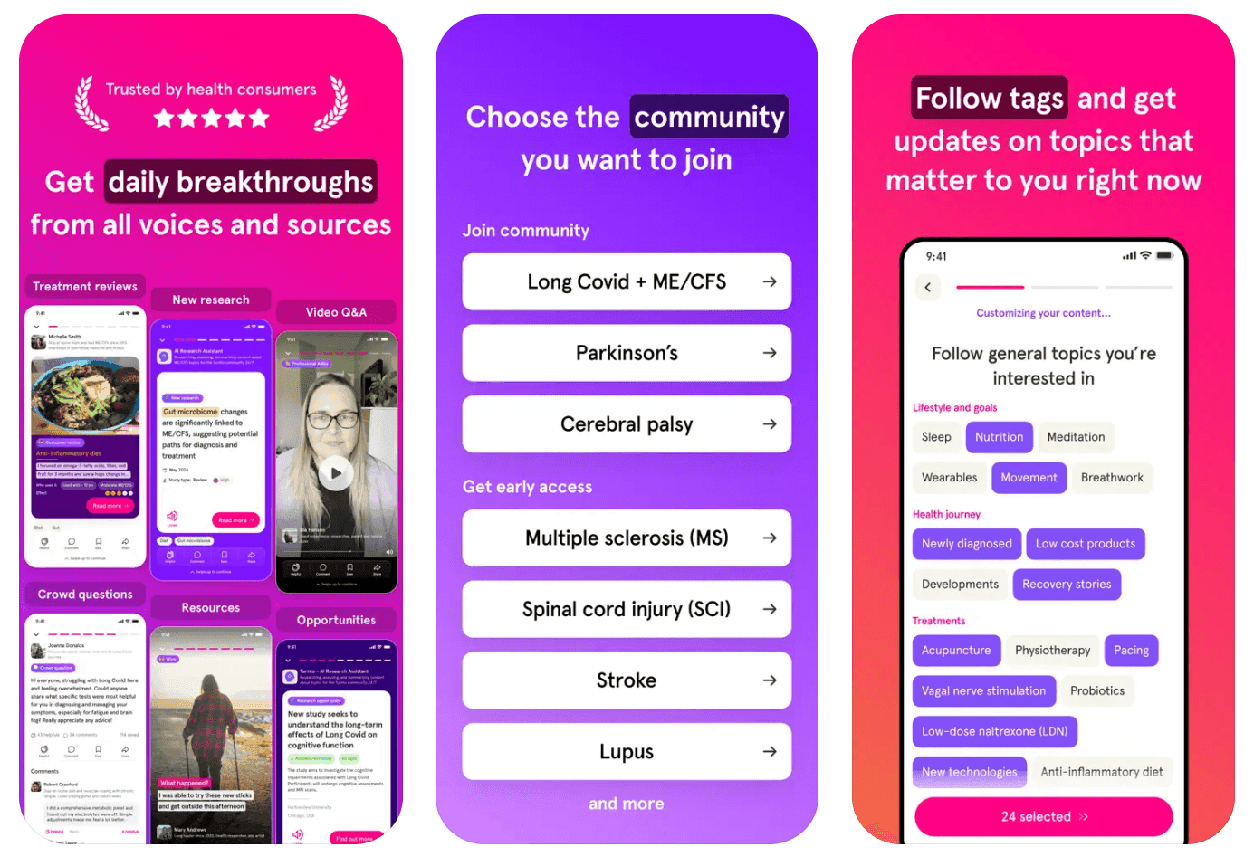 An image of 3 different screen pages of the turnto app